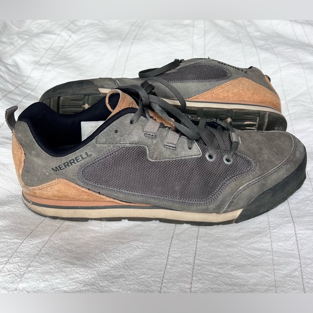 Merrell Men's Gray and Brown Suede Mesh Trail Shoes